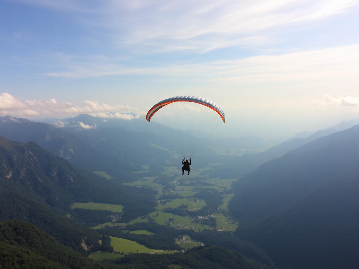 Gleitschirmflieger über dem Talkessel von Oberstdorf